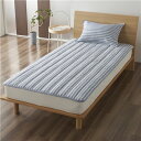 先染めストライプ リネン100%敷きパッド シリカゲルシート入り 約120x200cm ブルー【代引不可】(3)