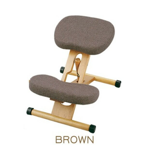 プロポーションチェア/姿勢矯正椅子 【ブラウン】 木製 座面高さ調整可/キャスター付き