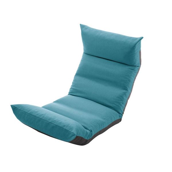 リクライニング フロアチェア/座椅子 【ターコイズブルー】 幅54cm 日本製 折りたたみ収納可 スチールパイプ ウレタン【代引不可】