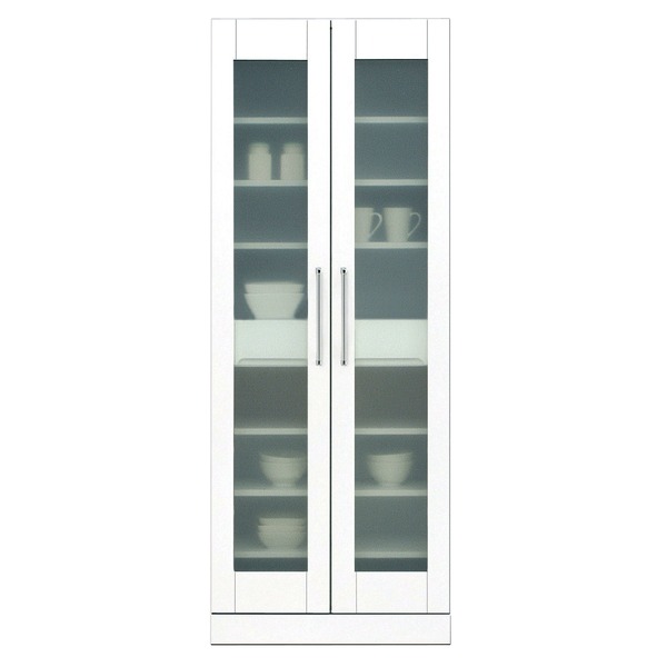 食器棚 キッチン収納 幅70cm ホワイト 上置き付き 飛散防止ガラス扉 可動棚付き 日本製 国産 上扉耐震..