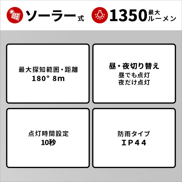 5W×3灯 フリーアーム式LEDソーラーセンサーライト [3]