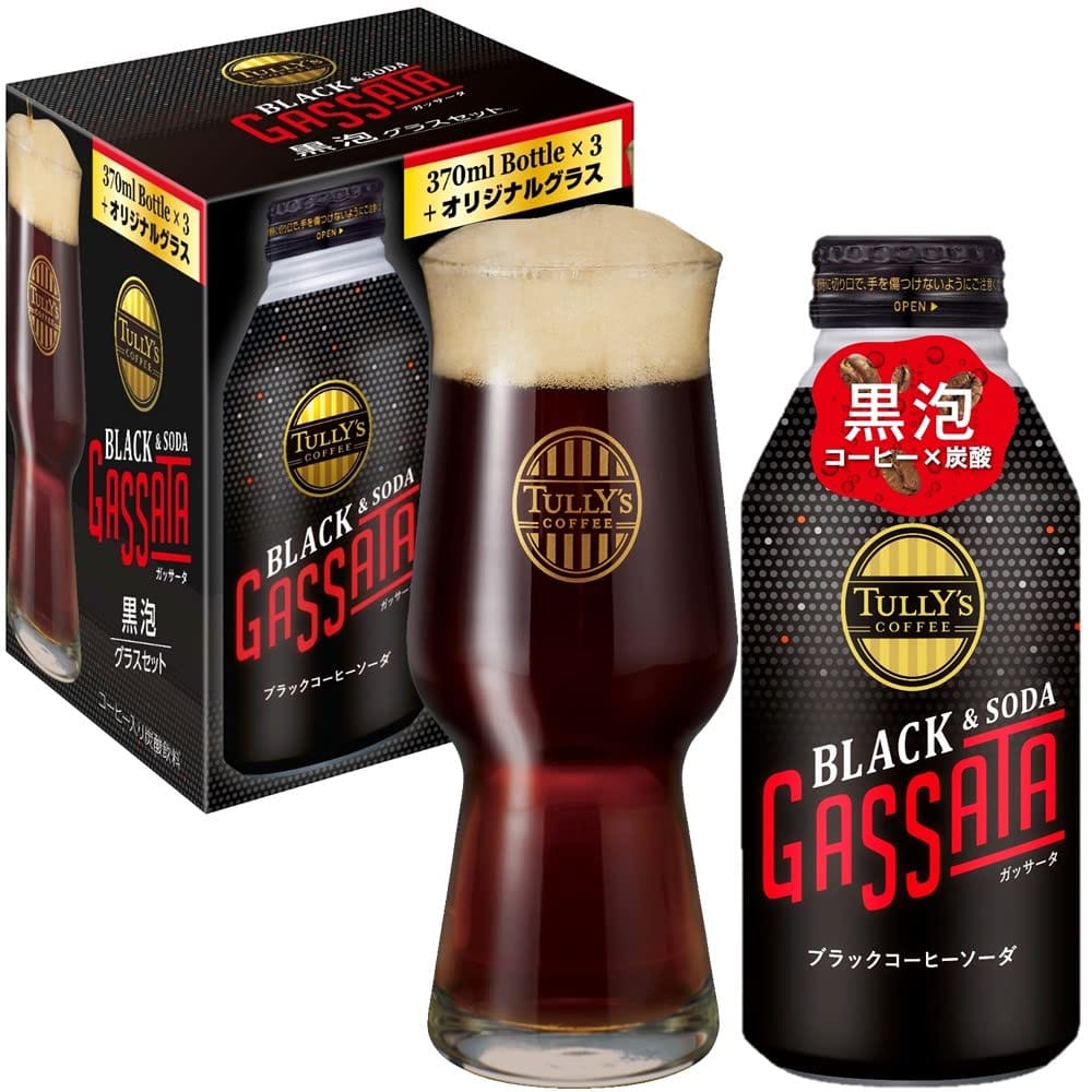 タリーズコーヒー 炭酸 ガッサータ 370ml×3本+黒泡グラスセットのサムネイル