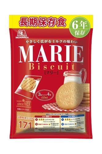 非常食 お菓子 クッキー 森永製菓 保存用 マリー袋 3枚パック×4袋 6年保存のサムネイル