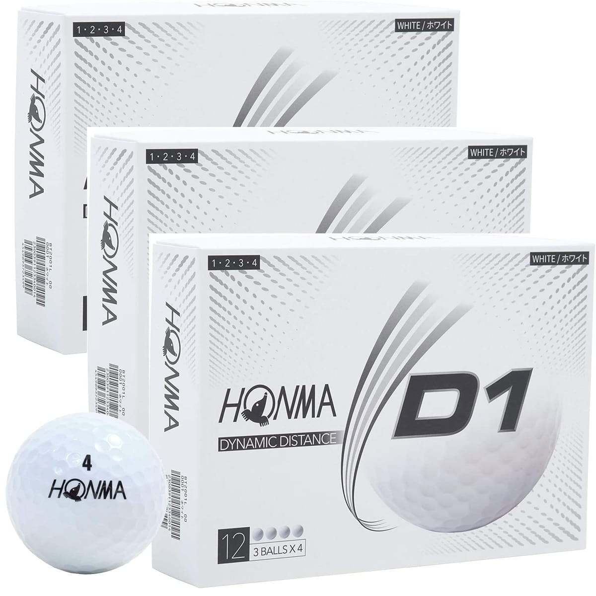 HONMA 本間ゴルフボール D1 2020モデル ホワイト 12球入り／ダース×3箱セット（合計36球）のサムネイル