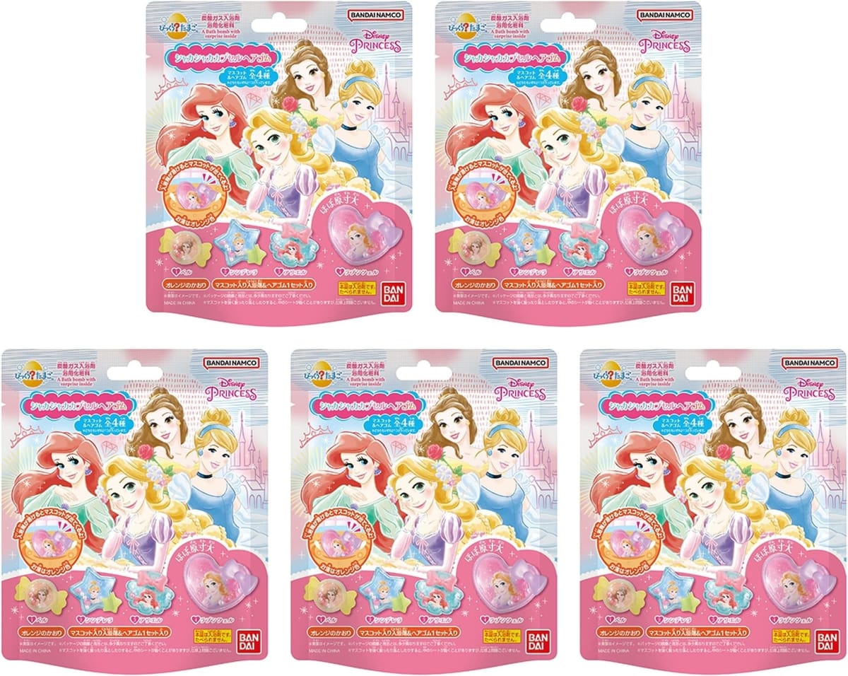 【まとめ買い5個】びっくらたまご ディズニー プリンセス シャカシャカカプセル ヘアゴム オレンジのかおり 炭酸入浴剤 バスボールのサムネイル