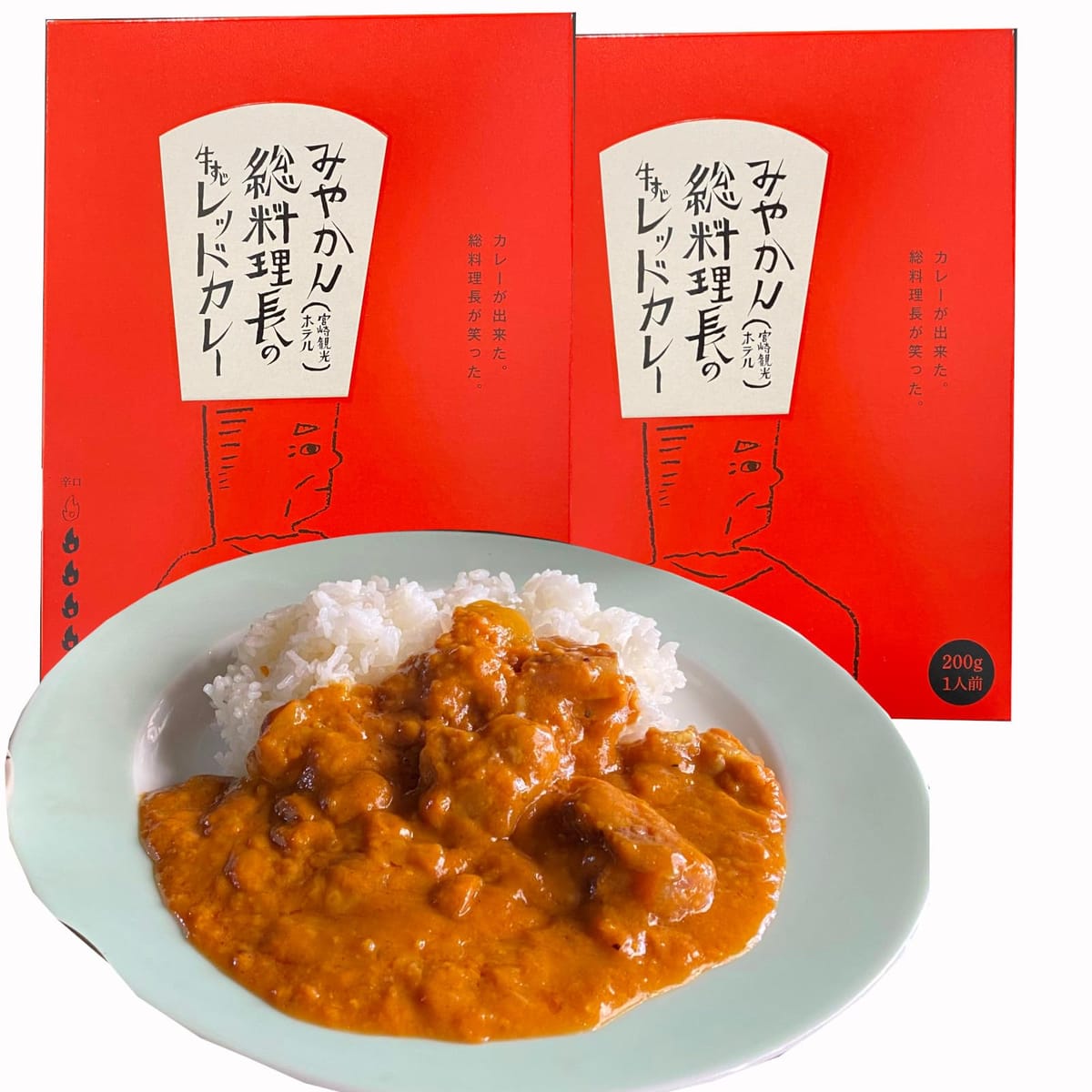 たっぷり200g 牛すじカレー 宮崎観光ホテル 総料理長監修 トロッと柔らかく煮込まれた牛スジ 料理長 こだわりのレッドカレー 辛口 (2個)