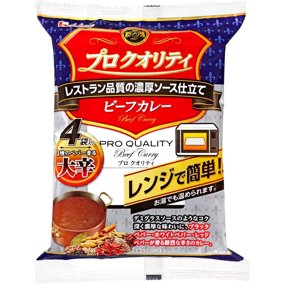 ハウス プロクオリティ ビーフカレー 大辛 4袋入り(680g) ×3袋 [レンジ化対応・レンジで簡単調理可能]のサムネイル