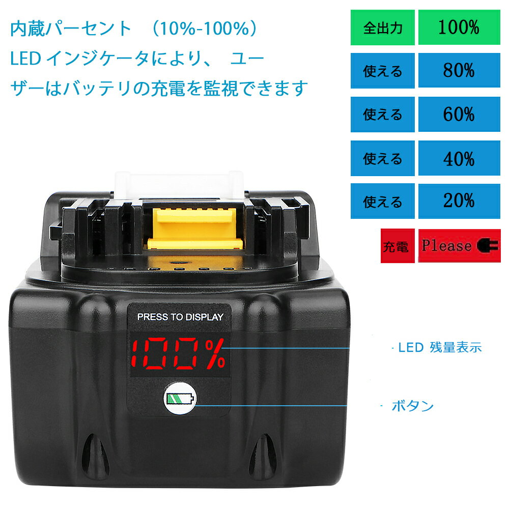 【最大ポイント27倍SUMMERキャンペーン】マキタBL186018Vバッテリー6.0Ah互換大容量マキタBL1860bBL1830bBL1850b対応%LED残量表示リチウムイオン【4個セット】waitley