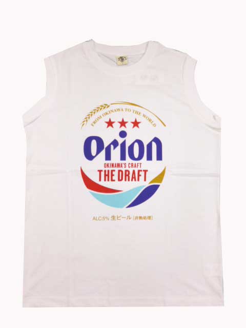 メール便ネコポス発送 送料込みオリオンTシャツ ノースリーブ BIGロゴ メンズ レディース ユニセックス白 ホワイト Mサイズ