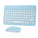 DIGIBLUSKY IPAD対応キーボード マウスセット BLUETOOTH 薄型 小型 可愛い 充電式 タブレット/スマホ/パソコン使用でき パンタグラフ式 ワイヤレスキーボード コンパクト 携帯便利 マウス付き 静音マウス 150時間連続使用(2)