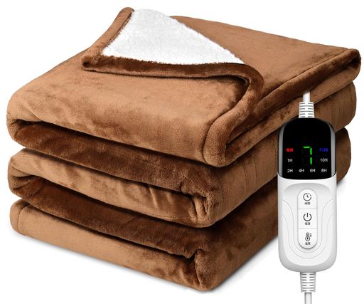 電気毛布掛け敷き兼用厚手生地188x130cm【大きいサイズ&フランネル+綿】省エネ電気ブランケットダブル電気ひざ掛け3分速暖恒温加熱ダニ退治7段階温度調整6段階切タイマーふわふわ暖房器…