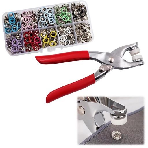 LIROYALスナップボタン(100個入り)カラースナップボタン打ち具リングボタンリングスナップハンディプレ..