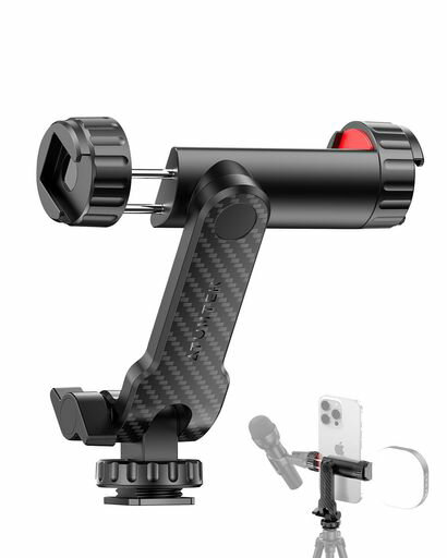 ATUMTEK(アトムテック)携帯ホルダー三脚360度回転可能なスマホスタンド、ダブルコールドシュー搭載、超軽量で持ち運び便利な三脚スマホホルダー、スマートフォン三脚マウント1/4インチネ…