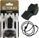 FOX40ホイッスルClassic115db(黒)ランヤード付属ピーレス構造(コルク玉不使用)STRAZAR(STR-WHSC-B)