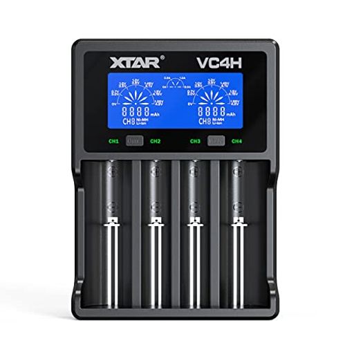 XTAR VC4H リチウム充電器 電池充電器 3.6V/3.7Vリチウムイオン電池 10400~32650 保護回路付21700電池対応 1.2V ニッケル水素電池/ニカド電池対応 AAAA/AAA/AA/A/SC/C TYPE-C入力