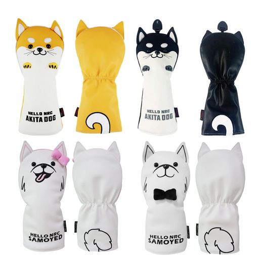 ゴルフカバーヘッドカバードライバーカバー440cc460cc用カバーウッド用カバーユーティリティUT用カバー防水仕様秋田犬サモエド(ドライバー用秋田犬黄)