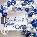 バルーン風船青シルバー風船誕生日バルーンホワイト風船セットバースデーバルーン飾り付けセットバルーンアーチセット文化祭結婚式誕生日パーティー飾り写真背景