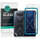 IBYWINDガラスフィルムBLACKSHARK4/4PRO用強化ガラス保護フィルム2枚セットカメラレンズプロテクター付き(金属材料)背面保護フィルム付き簡単装着キット付き(2)