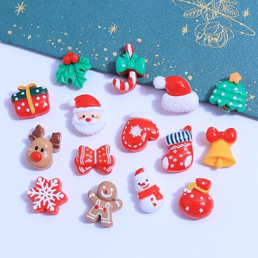 クリスマスデコパーツ100個セット3D立体可愛いミニサンタクロース雪だるま雪の結晶クリスマスツリート..