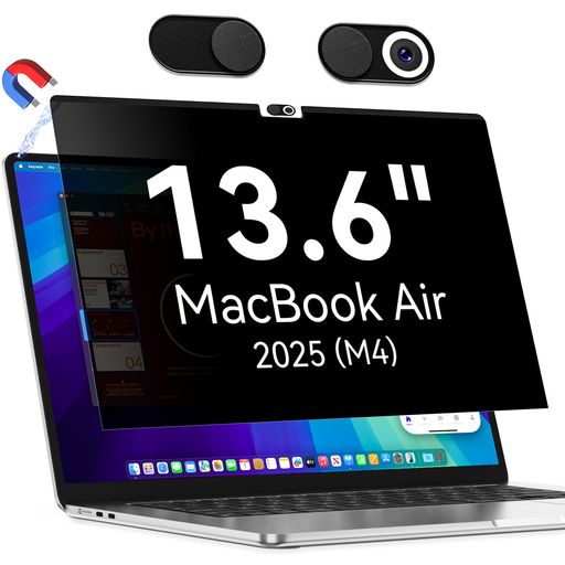MacBookAir13.6(2025M4)対応覗き見防止フィルター13.6インチ覗き見防止フィルム磁気プライバシーフィルムカメラカバー付きブルーライト防止反射防止両面使用IPROKKO