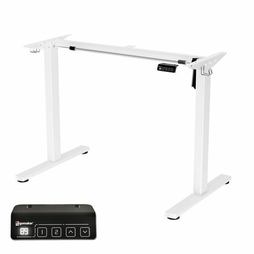 Ergomaker昇降デスク脚のみ電動式昇降デスクフレームスタンディングデスクフレーム電動式昇降デスク脚高さ調節可メモリ機能付きハンドセット付き(白い脚、天板なし)(3)