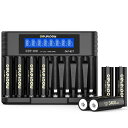 DELEIPOW単3形リチウム電池充電器セット8スロット充電器3400MWH*8液晶画面単3形充電池充電器セットリチウムポリマー1.5V定出力2H急速充電約1500回使用可能(2266MAH)