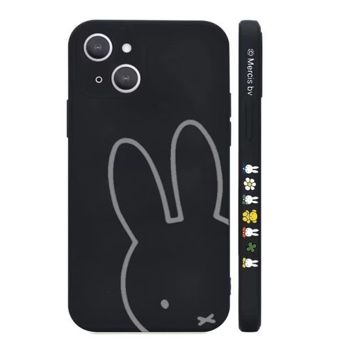 iPhone14用ケースミッフィーiPhone14用保護カバーキャラクタースマホケース[シリコン軽薄型ワイヤレス充電対応レンズ保護ストラップホール付き]6.1インチケースアイフォン14対応BLACK