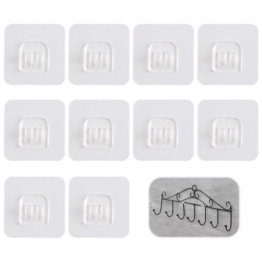 強力粘着フック浴室ラックテープ粘着スナップ壁掛けラック用ホルダー穴開け不要鉄棚固定壁傷つけない風呂場防水トランスペアレント10枚入り透明