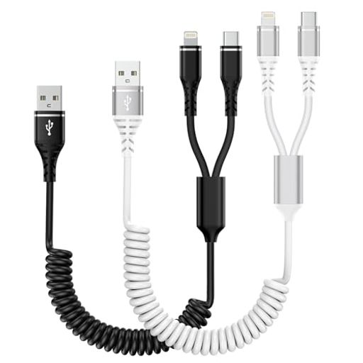 BIOONIS2IN1TYPECライトニング充電ケーブルコイル式2本USBLIGHTNINGケーブル+TYPE-Cケーブル0.4Mから1.2Mまで自由伸縮2股カールライトニングIPHONE用車ケーブルアイフォン16充電ケーブル BIOONIS2IN1TYPECライトニング充電ケーブルコイル式2本USBLIGHTNINGケーブル+TYPE-Cケーブル0.4Mから1.2Mまで自由伸縮2股カールライトニングIPHONE用車ケーブルアイフォン16充電ケーブル