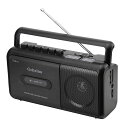 Gelielimラジカセ録音再生カセットデッキAM/FM/ワイドFM対応カセットテープ乾電池/コンセント式ハンドル付日本語取扱説明書ブラック