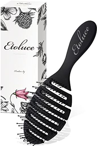 ETOLUCE（エトルーチェ） BEAUTYDRY【トップスタイリスト監修】ドライブラシ ヘアブラシ くし 頭皮マッサージ ヘアドライ専用 濡れた髪も絡まない コーム (BLACK)