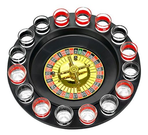 ショットガラスROULETTE – DRINKING GAMEセット(2 BALLS AND 16メガネ) 16PCS SET ブラック FON-10046