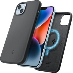 SPIGEN IPHONE14PLUS ケース MAGSAFE対応 マグネット搭載 シリコーンケース 4重構造 指紋防止 擦り傷防止 レンズ保護 超薄型 超軽量 シリコン・フィット マグ・フィット ACS04920 (ブラック)