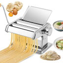 Hanchenパスタマシン手動2-3mm/4-5mm2種類太さ6段階厚み調整製麺機洗浄しやすい操作簡単ヌードルメーカー麺作り餃子皮/ワンタン皮/そば/うどん/生...