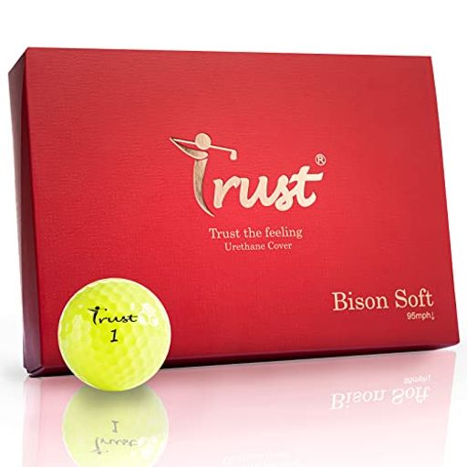 TRUSTトラストゴルフボールBISON-SOFTクリスタルイエローウレタンカバー 3ピースリアクティブコア ヘッドスピード42M/S以下 BISON SOFT(バイソン ソフト)