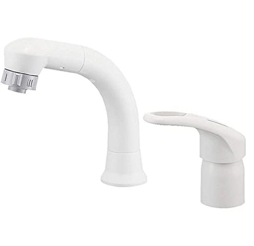 SANEI(サンエイ)洗面用シングルスプレー混合栓洗髪用エコ節約引き出しホース1m吐水切替高さUPホワイト..