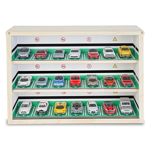 GUNSEEDミニカーケース、LED付きトミカ収納ケース、木製21台収納、透明アクリル扉LEDライト付き、ミニ..