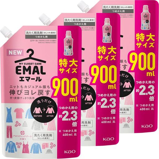 【まとめ買い】エマール(EMAL)洗濯洗剤液体アロマティックブーケの香り詰め替え900mlx3個