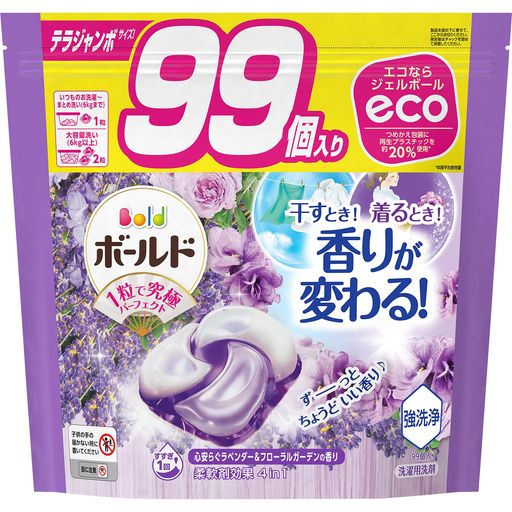 ボールドジェルボール4D洗濯洗剤ラベンダー&フローラルガーデン詰め替え99個[大容量]