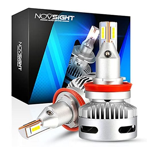 NOVSIGHT H11 LEDヘッドライト プロジェクター専用 車検対応 H8/H9/H16兼用LEDバルブ 高輝度LEDチップ搭載 冷却ファン内蔵 静音 6500K ホワイト 爆光 12000LM DC9-22V車用LEDランプ 2個セット