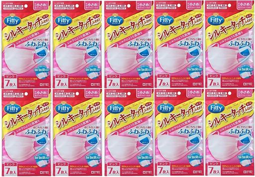 フィッティシルキータッチ耳ゴムふわり7枚ピンクやや小さめサイズx10個セット