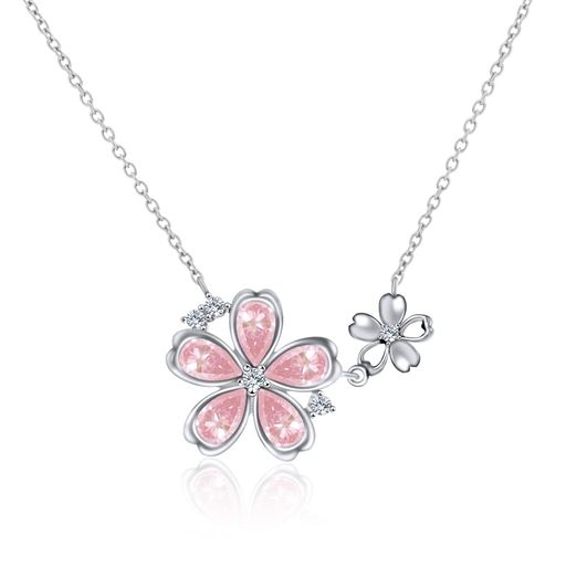 [Naniwaai]ネックレスレディース上質ジルコニア「桜の姫」ネックレスペンダント金属アレルギー対応シル..