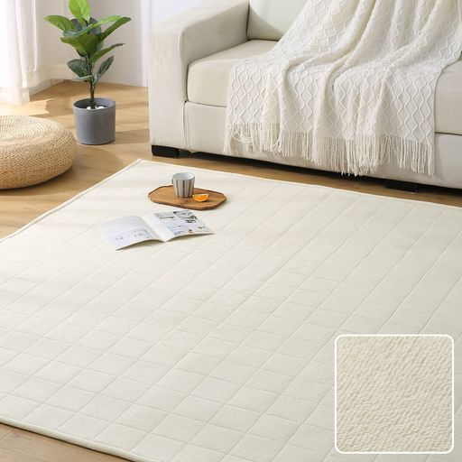 KEUSNIX ラグ カーペット キルトラグ 滑り止め付き 洗える ラグマット 185×185CM オールシーズン 抗菌..