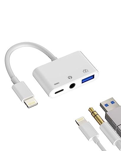 LIGHTNING USB 変換アダプタ同時USB3.0きゅうそく充電3.5MM イヤホンジャック(3 IN 1)分岐アダプターAUXヘッドホンプラグOTG接続急速充電器スプリッターアップルライトニングじゃっくコードコンバーターUSB-A TO