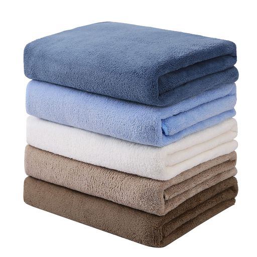 Oseamaidバスタオル大判5色5枚セットマイクロファイバータオル吸水速乾抗菌防臭(ダークブルーライトブ..