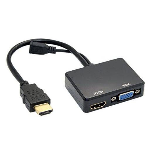 JSER HDMI - VGA & HDMI メススプリッター オーディオビデオケーブル変換アダプター HDTV PCモニター用