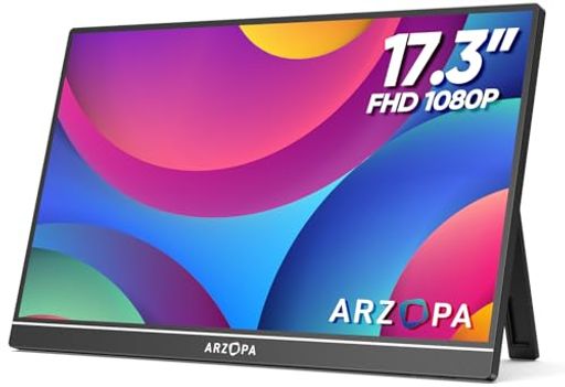 ARZOPA モバイルモニター 17.3インチ ポータブルモニター 1920*1080 ゲーミング用 ポータブルディスプレイ IPS液晶パネル 薄型 自立型 スイッチ用モニター USB TYPE-C 標準HDMI