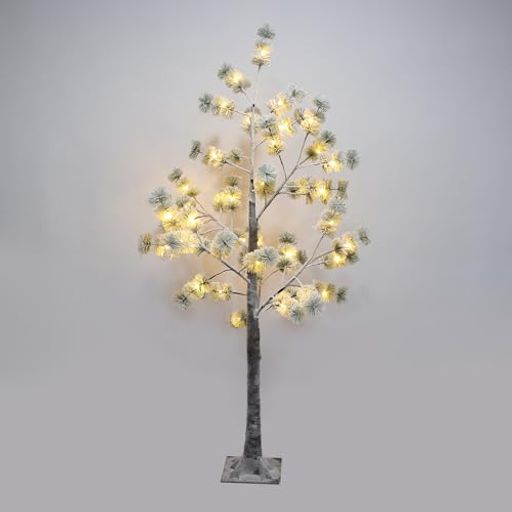 クリスマスツリー 150CM 雪化粧 48個 LEDライト付き ブランチツリー CHRISTMAS TREE 電飾付き ホワイト 雪付き フロスト加工 組み立て簡単 屋内 室内 おしゃれ 白