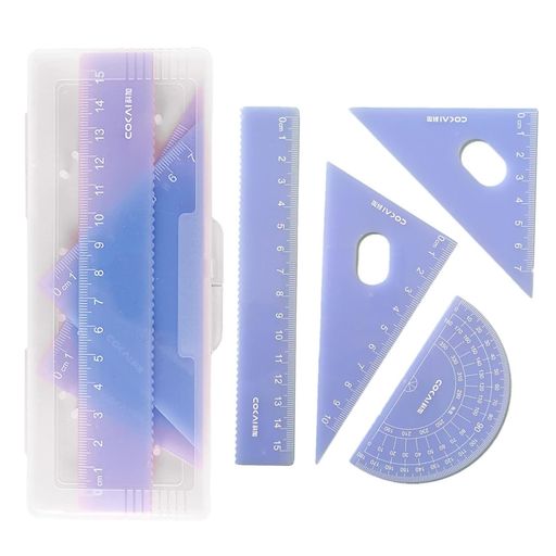 ゼリー色4点セット三角定規三角じょうぎセット学生用数学幾何学定規セットグリーン三角定規用直線定規分度器定規セット中学生小学生文房具持ち運びに便利実用性高い製図作図ツール…