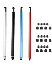 LIKENNYタッチペンスタイラスペンiphoneiPadAndroid用極細スマートフォンペンゴムペン先指で触れずペン交換式ペン先24個付き(4本セット)